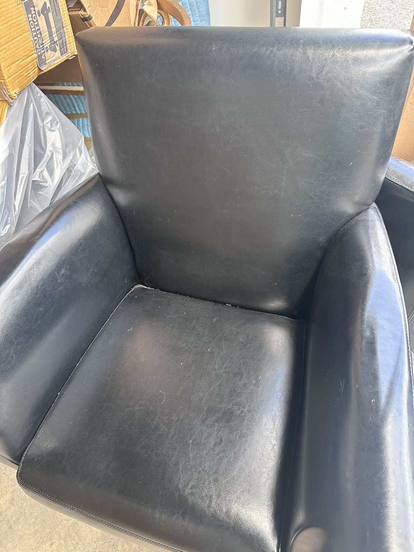 2 Faux Black Leather Chairs