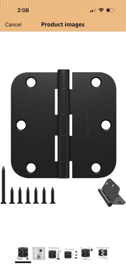 Door Hinges Matte Black - 30 Pack Black Door Hinges 3.5 Inch Rounded Interior Door Hinge with 5/8" Radius Corners - Black Hinges for Doors 3 1/2 Inche