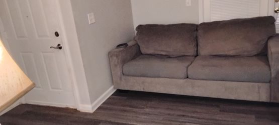 Grey sleeper sofa and loveseat