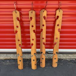 Vintage Wooden Tie Belt Scarf Hangers Set of 4 Cedar Closet Organizers 36”