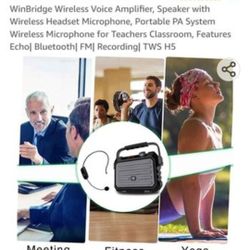 WinBridge Wireless Voice Amplifier, Speaker with Wireless Headset Microphone, Portable PA System Wireless Microphone 