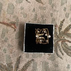 Crystal Adjustable Gold Ring
