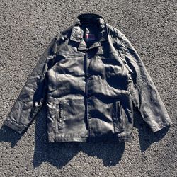 Vintage Excelled Button Up Black Leather Jacket