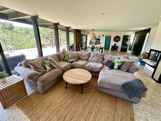BIG COUCH gray grey oversized L or U shaped Large SOFA microfiber