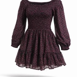 Girls Black & Pink Floral Dress – Size M – NEW with Tags