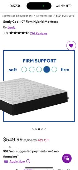 Sealy Cool 10" Firm Hybrid Mattress(King-size)