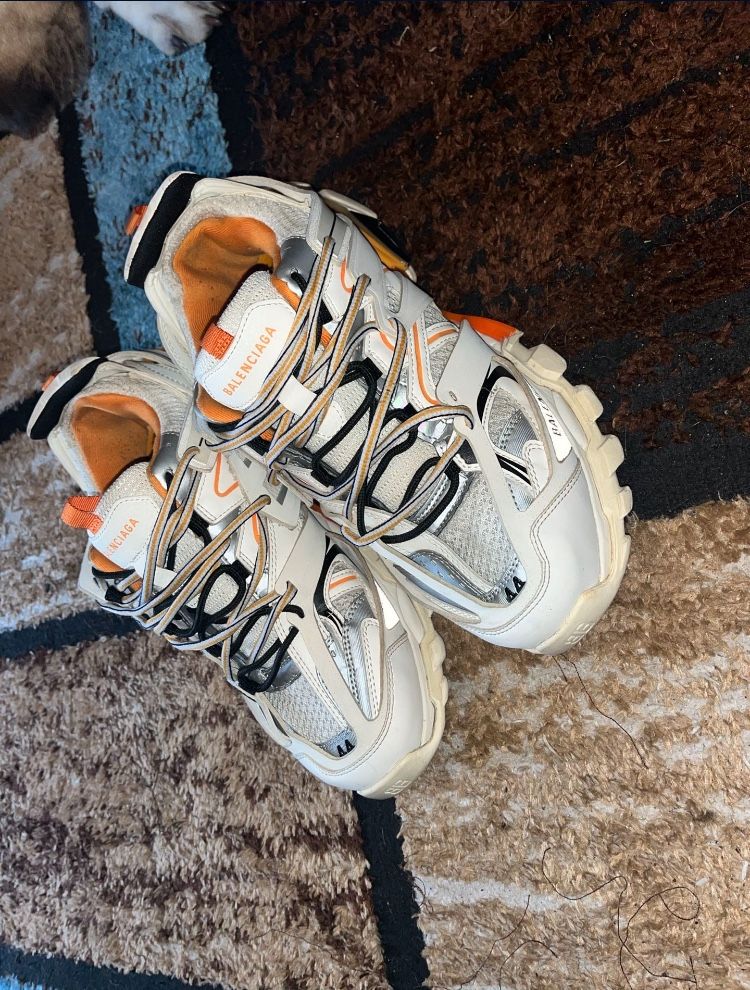 White And Orange Balenciga Tracks