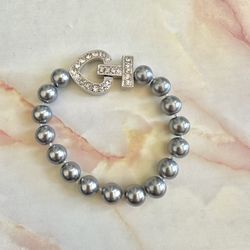 Carson’s Grey Faux Pearl And Rhinestone Bracelet 