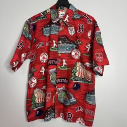 Reyn Spooner Boston Red Sox Short Sleeve Button Down Shirt Mens Large Red MLB