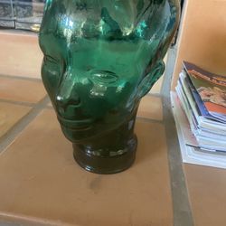 Vintage Green Glass Head