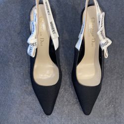 Women’s Black Dior Slingback Pump Heels Size 8 US Brand New With Box 