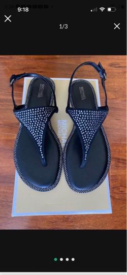 Michael Kors Black Rhinestone Thong Sandals size 6.5