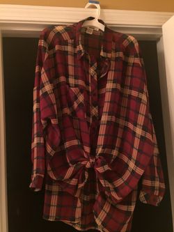 Women's Burgundy Plaid Shirt