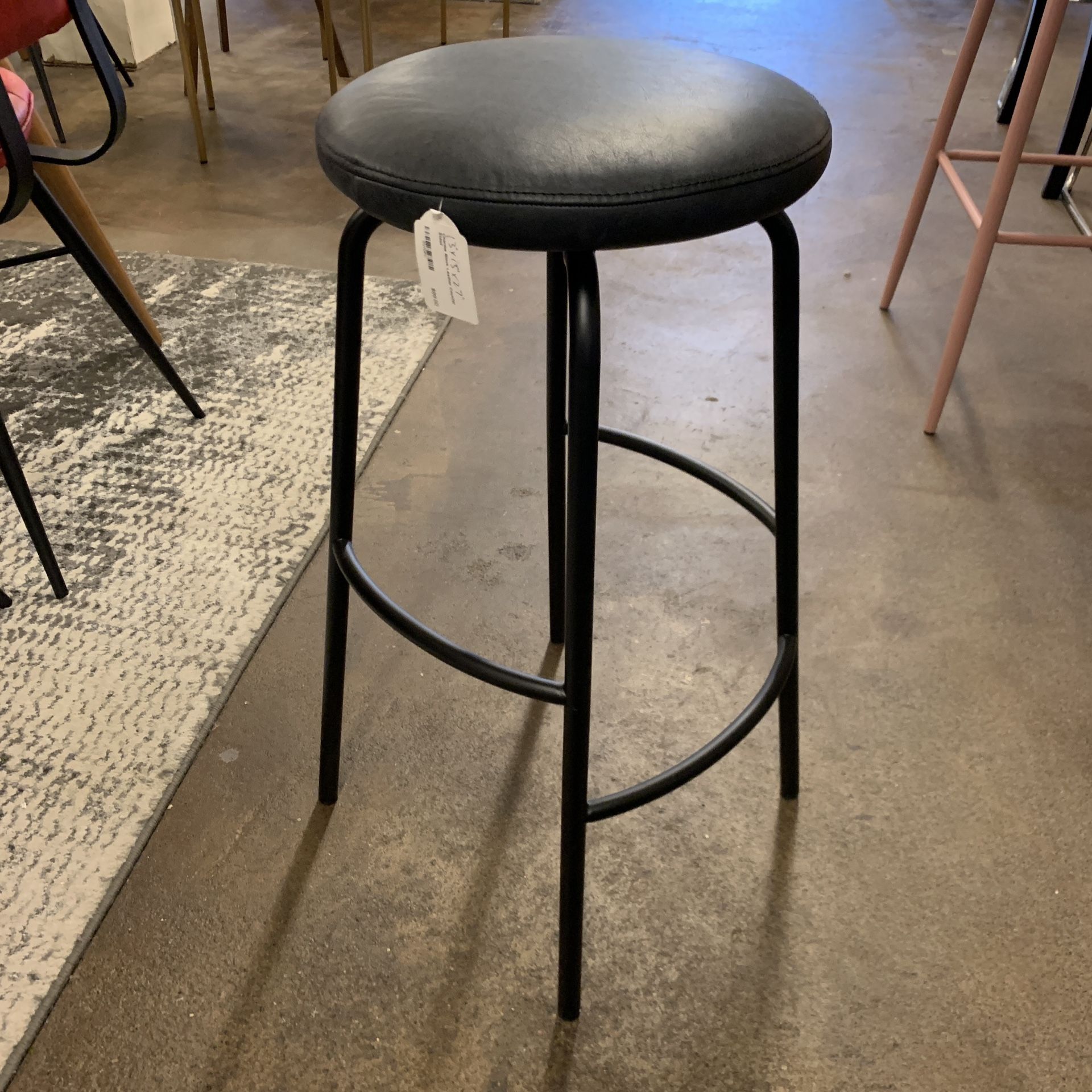 Charme Black Leather Stool (Priced Individually)