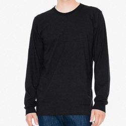 American Apparel Unisex Fine Jersey Long Sleeve Black Tee Size Large