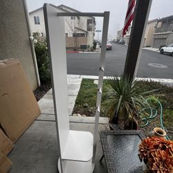 Wood Full Length Mirror 69” with Hooks & Hidden Storage, 3-in-1 Coat Rack Standing Mirror, HD Anti-D