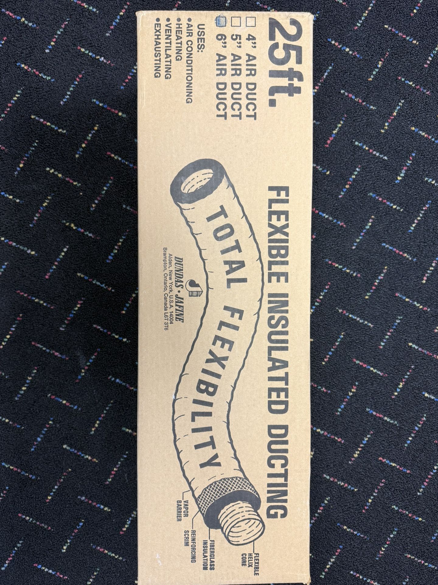 ★★★★★   Dundas Jafine Flexible Insulated Duct, 6" x 25' Flexible Black Jacket R6 Insulated Duct, Silver, 6-Inches by 25-Feet