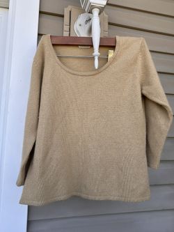 Vtg St Michaels Marks & Spencer Beige Tan Lambswool, Angora Sweater UK 14, 36”