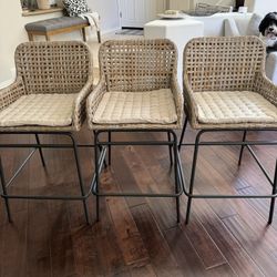 3 Ballard Designs Bailey Woven Counter Stools