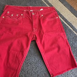Red True Religion Shorts
