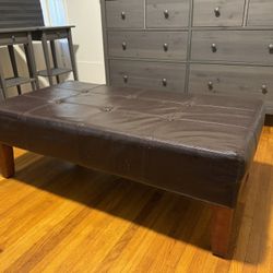 Brown Tufted Leather Ottoman/Coffee Table