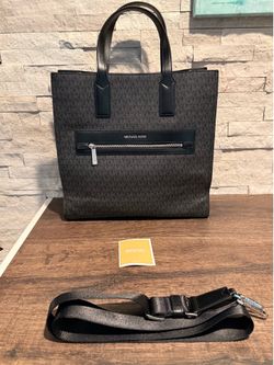 Michael Kors Black MK Signature Tote Bag Crossbody Purse With  Strap & Care Card