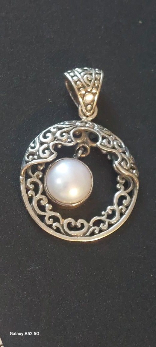 Sterling Dilver Pendant With Pearl Drop