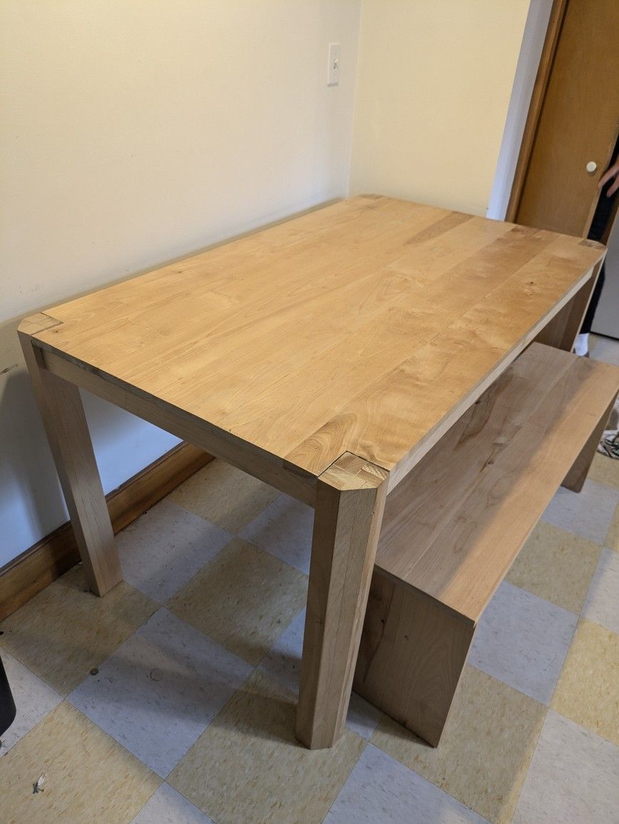 Custom Wood Kitchen Table And Bench