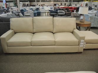 Cream Leather Track Arm Sofa - Cream | Couch | Living Room Couch
