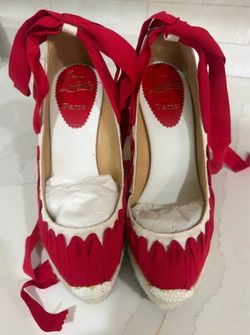 CHRISTIAN LOUBOUTIN Red Ibiza Espadrille Wedges