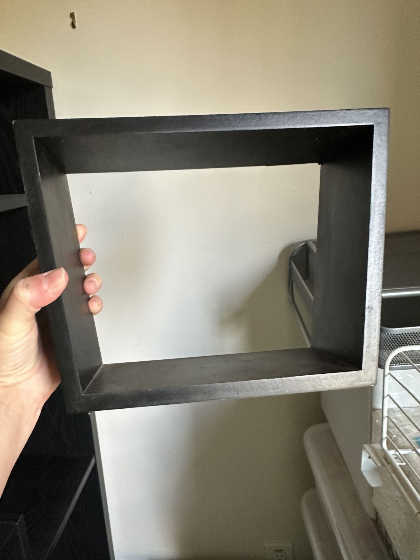 Set of 2 Floating Shadow Box Shelves – Black Wood