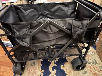 Collapsible Wagon with Wheels Wagons Carts Foldable Heavy-Duty Double Decker Wagon with All-Terrain Wheels, Portable Storage Shopping Cart for Groceri