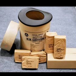 $40 Vintage early 1960s Department of Defense Office of Civil Defense Sanitation Kits with supplies