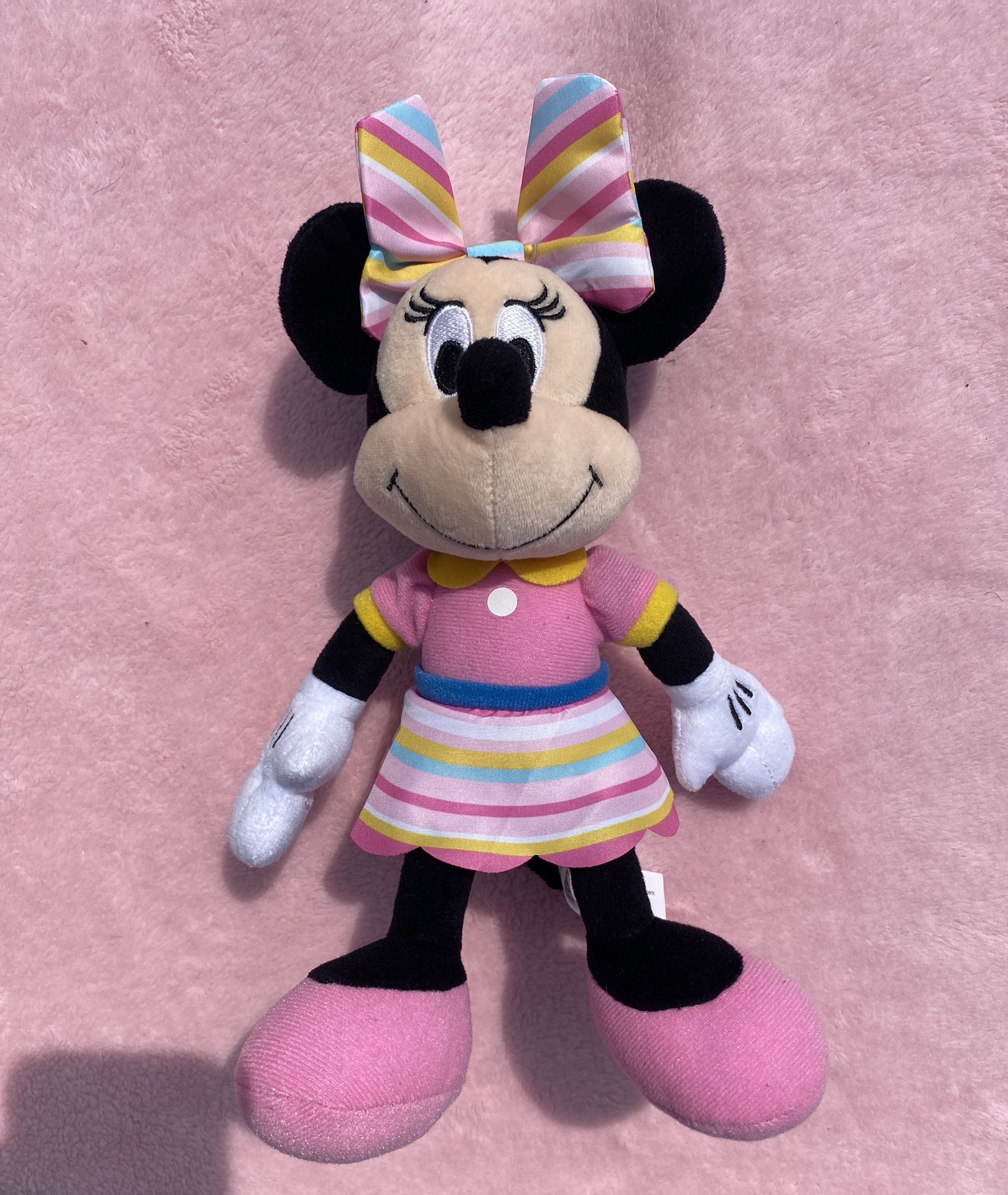 Disney Minnie Mouse Plush Stuffed Animal Toy Striped Dress 10" RARE!