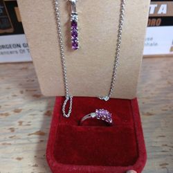 Amethyst  Pendant Necklace/Ring