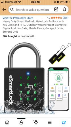 Pothunder Heavy Duty Smart Padlock with RFID