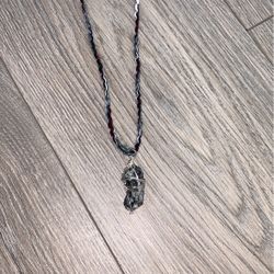 Hand Crafted Wire And Wrapped Diorite Rock Pendant Necklace