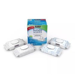 Flushable Wipe- Kirkland Signature Moist Flushable Wipes, 240 Wipes (Pack of  4)