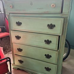 Hand Painted Teal Blue Dresser