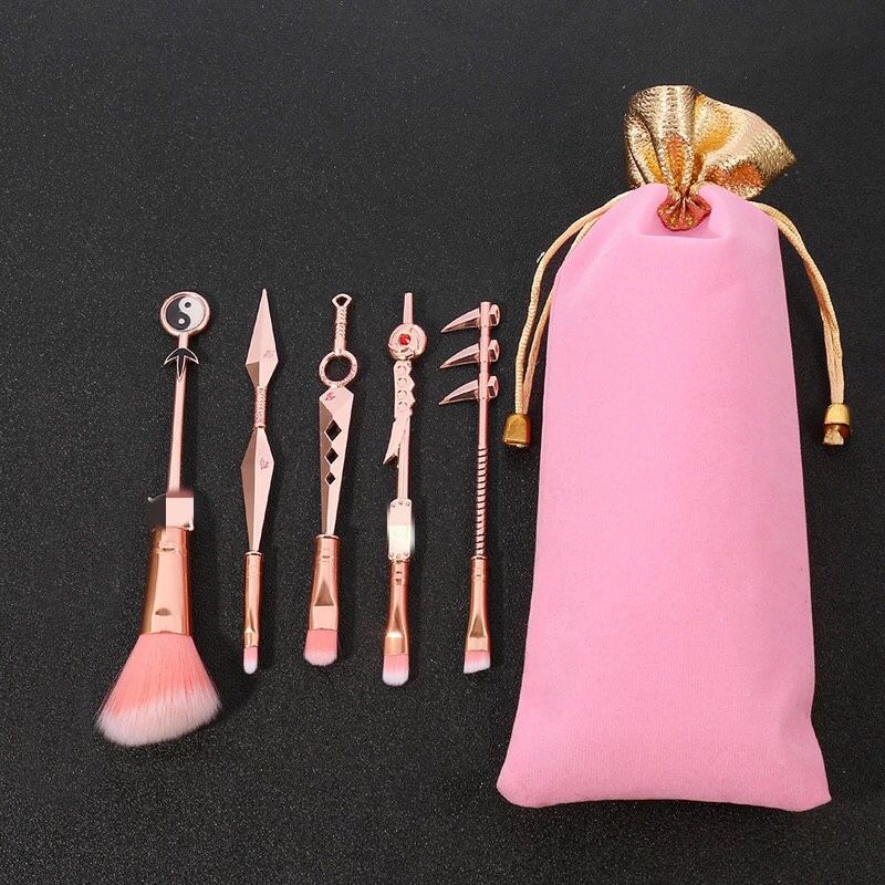 Anime Makeup Brushes Naruto With Pouch Rose Gold
