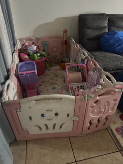 Pink Baby Playpen Play Yard