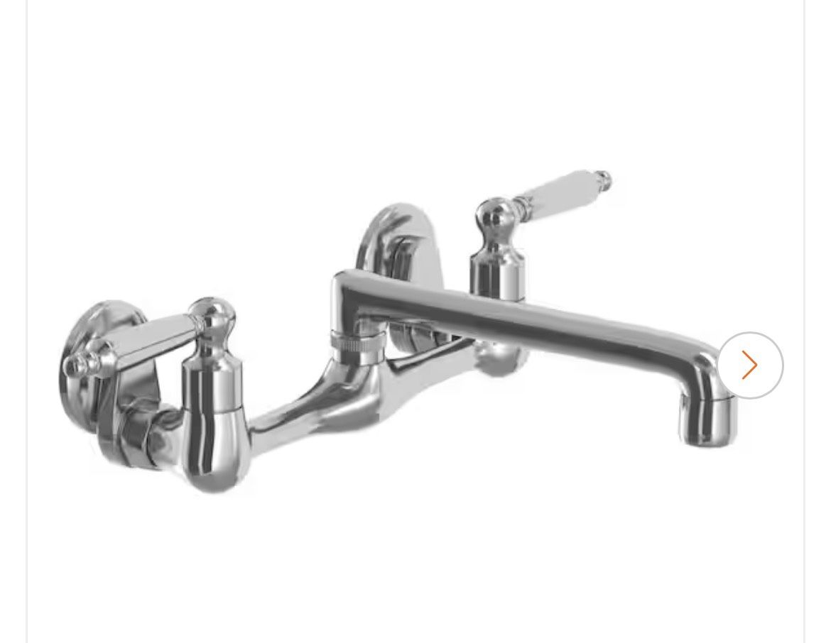 Glacier Bay Builders Double-Handle Wall Mount Low-Arc Standard Kitchen Faucet in Polished Chrome