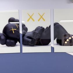 Kaws 3 piece tempered glass wall Art