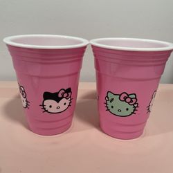 Hello Kitty Pink Reusable Pink Party Cups Set