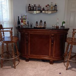Wet Bar Fits Small Space 2 Swivel  Bar Chairs