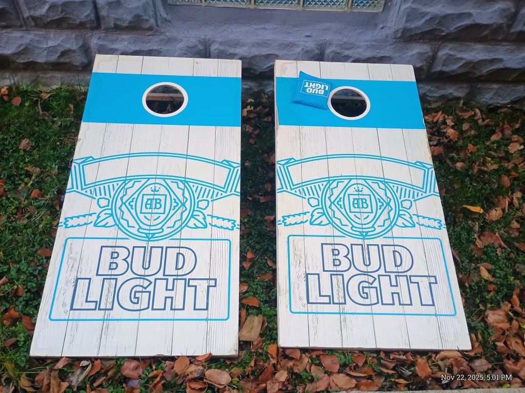 Two Corn Hole Boards With 1 Bean Bag
