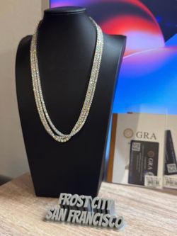 3mm & 4mm 22” VVS1 D Moissanite Tennis Chains Solid .925 Sterling Silver GRA Certified