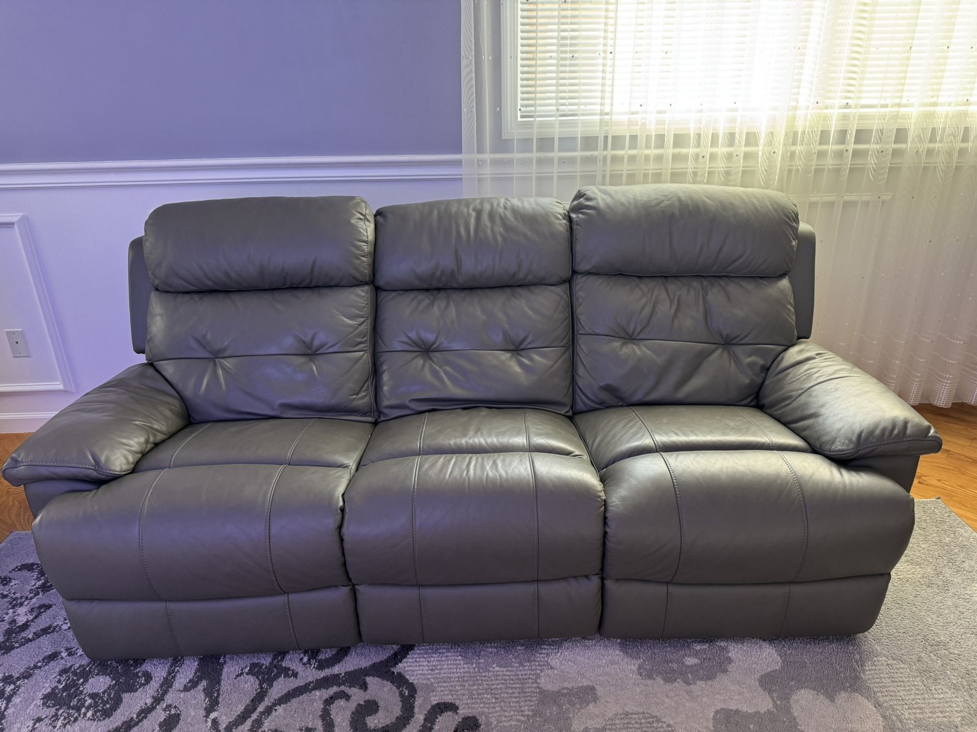 Lambert reclining Leather Sofa / Loveseat/ Chair Living room Set - Grey