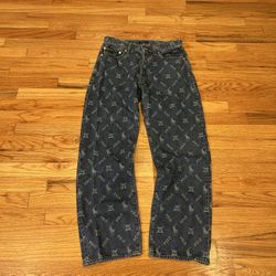 Polo Ralph Lauren The Neale loose blue denim jeans polo all over print Size 28 #denim #embroidery