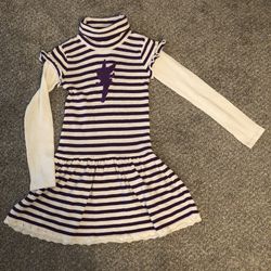 Tinkerbell Purple & White Stripes Long Sleeves Dress